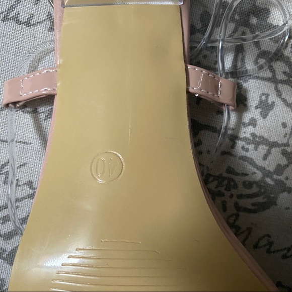 COPY - CLEAR TIE UP LACE UP STRAPPY LEG THONG SANDAL HEELS in TRANSPARENT & NUDE - Picture 7 of 7